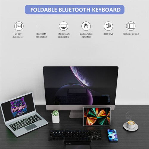 Foldable  Keyboard with Touchpad Pocket Folding Keyboard for Laptop Tablet Wireless Rechargeable Keyboard 1