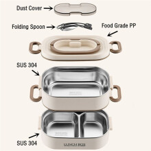 1500ml Double Layers Stainless Steel 304 Thermal Lunch Box with Insulation Bag Leak-Proof Bento Box Adult Student Food