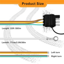 22FT 4 Pin 5 Wire Trailer Wiring Harness,Trailer Light Kit 5 Wire 4 Pin Harness Trailer Connector Wire Plug for RV Boat