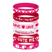 24 Pezzi Braccialetti nel Silicone per Bomboniere di San  Braccialetti nel Silicone con Cuore D'Amore Rosa Rosso per Bambini Regalo per