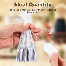 1000 Etiquetas de Precio con Cuerda Adjunta, Etiquetas Colgantes de 1,77 X 1,1 Pulgadas con Cuerda Adjunta, Etiquetas con Nombre para Bolsos y Ropa