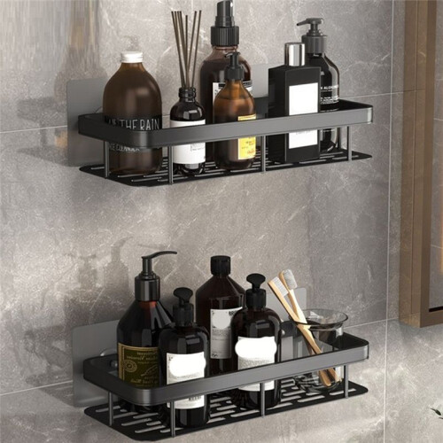 Bathroom Shelf Triangular Shelf Punch-Free Corner Shelf Suction Cup Tripod 2 Pcs 1