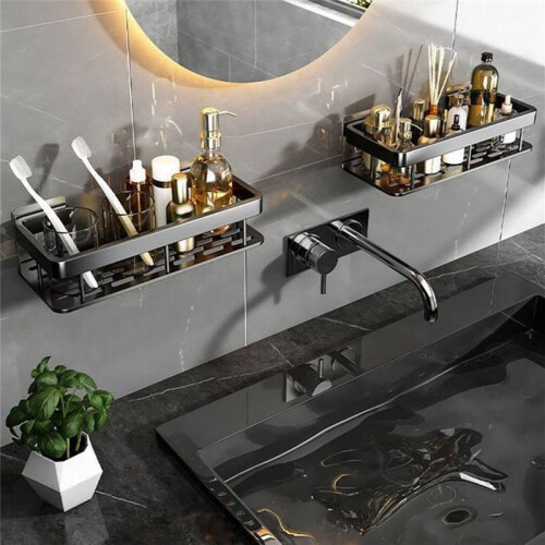Bathroom Shelf Triangular Shelf Punch-Free Corner Shelf Suction Cup Tripod 2 Pcs 2