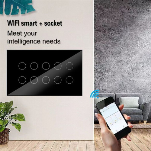 WIFI  Touch Light Wall  Interruptor Glas Panel 8 Gang Tuya  Life för Alexa  Home White 1