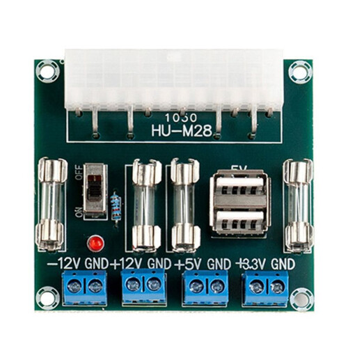 2X HU-M28W ATX Power Board Computer Supply Adapter Module 24Pin 5A USB Interface for Desktop Computer PC with Case 2