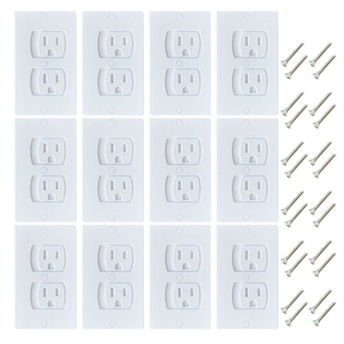 24 Pack Self-Closing Electric Outlet Covers for Child Proofing Safety Wall Socket Plates 2