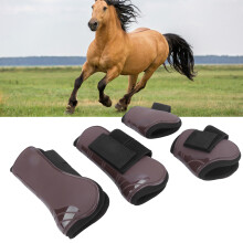 Brown XL 1Set Horse Tendon Boots PU Elastic Adjustable Leg Protector