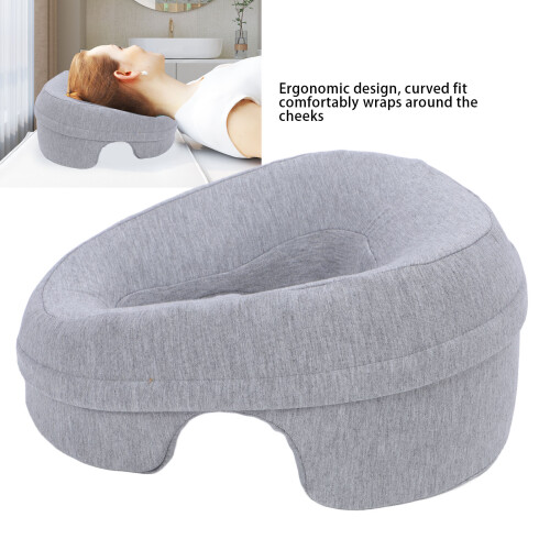 Ergonomic Memory Foam Face Down Pillow, Light Gray, 30cm x 13cm 1