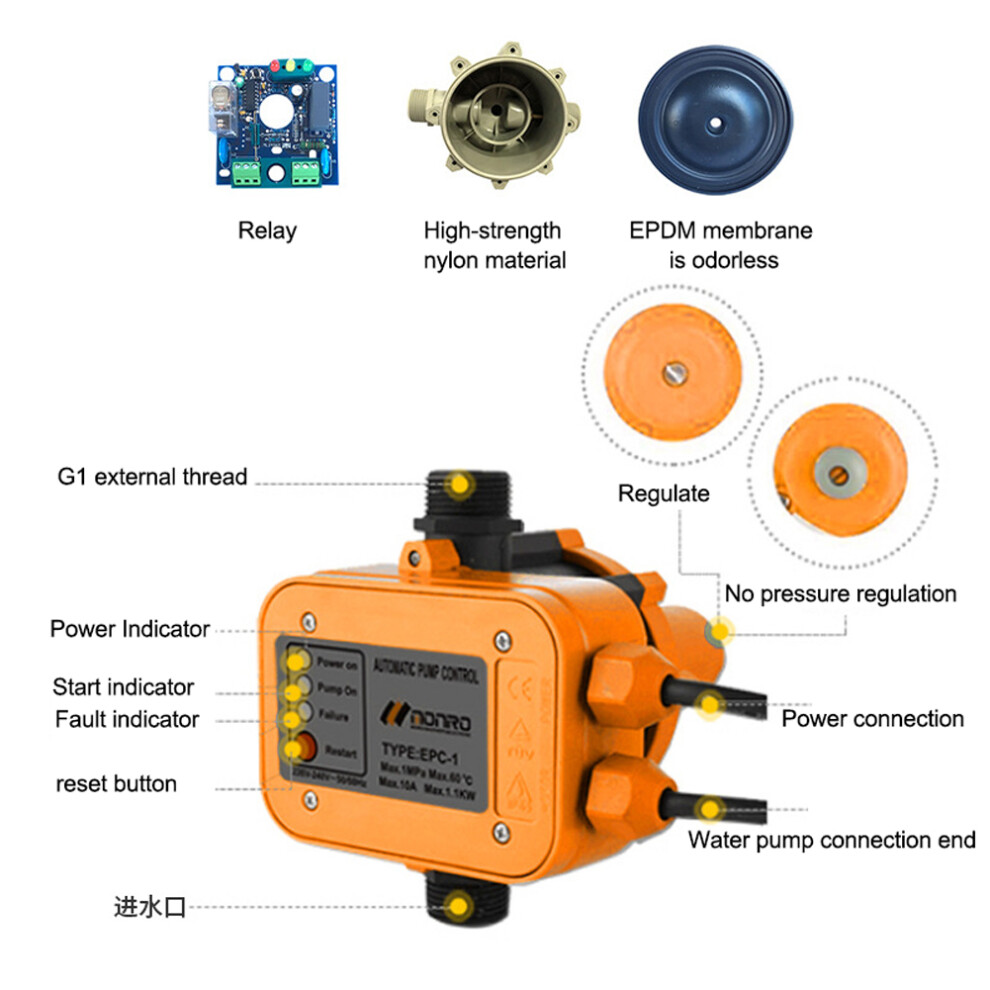 IP65 10A Pump Pressure Switch 220-240V