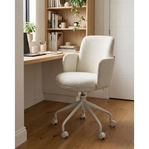 Beliani Office Chair DRYDEN Boucle Off-White 1