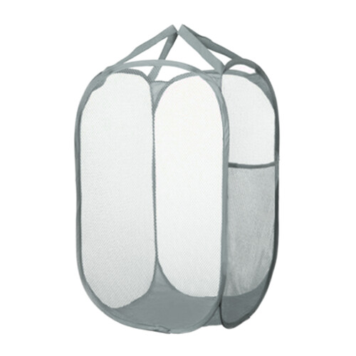 (Light Grey) Foldable Mesh Laundry Basket - Large Capacity 1