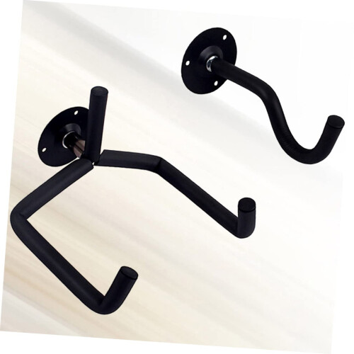 Guitar Wall Mount Hanger 2pcs Metal Bracket for Ukulele and String Instruments Matte Black Space Saving 2