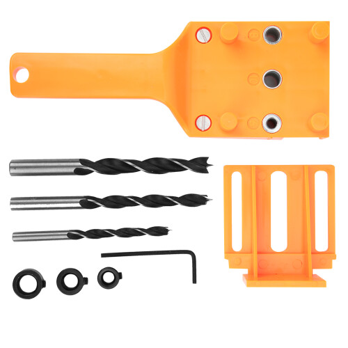 8-Piece Woodworking Drill Hole Locator Set, Adjustable, Orange 1