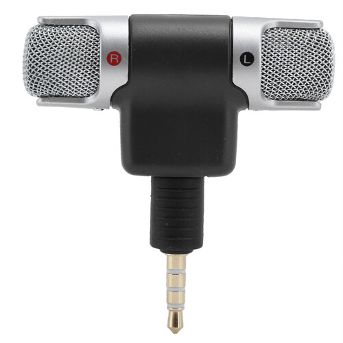 Mini Stereo Wireless Microphone Dual Channel 3.5MM ABS Black 1