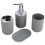 4Pcs Bathroom Kit Plastic Lotion, Rinse Cup, Soap Dish Gray 6