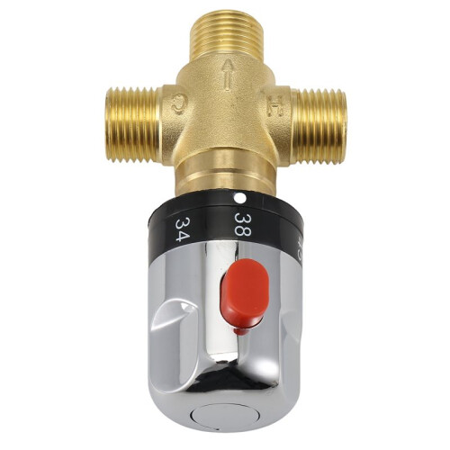 Thermostatic Mixing Valve Solid Brass G1/2 for Shower System Water Temperature Control Pipe Basin Thermostat Control 2