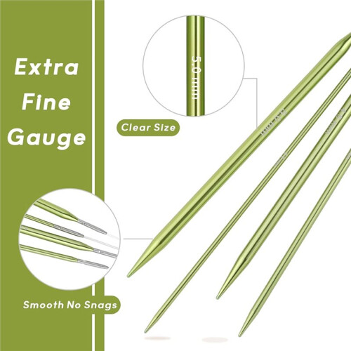 Interchangeable Circular Knitting Needles Set, 10-Pair Metal Needles with 4 Cords and Project Bag 2