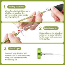 Interchangeable Circular Knitting Needles Set, 10-Pair Metal Needles with 4 Cords and Project Bag