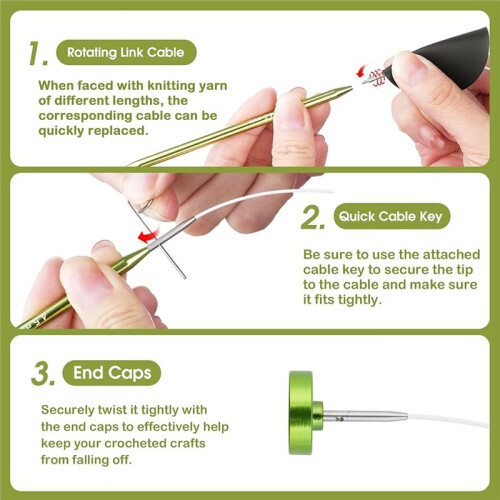 Interchangeable Circular Knitting Needles Set, 10-Pair Metal Needles with 4 Cords and Project Bag