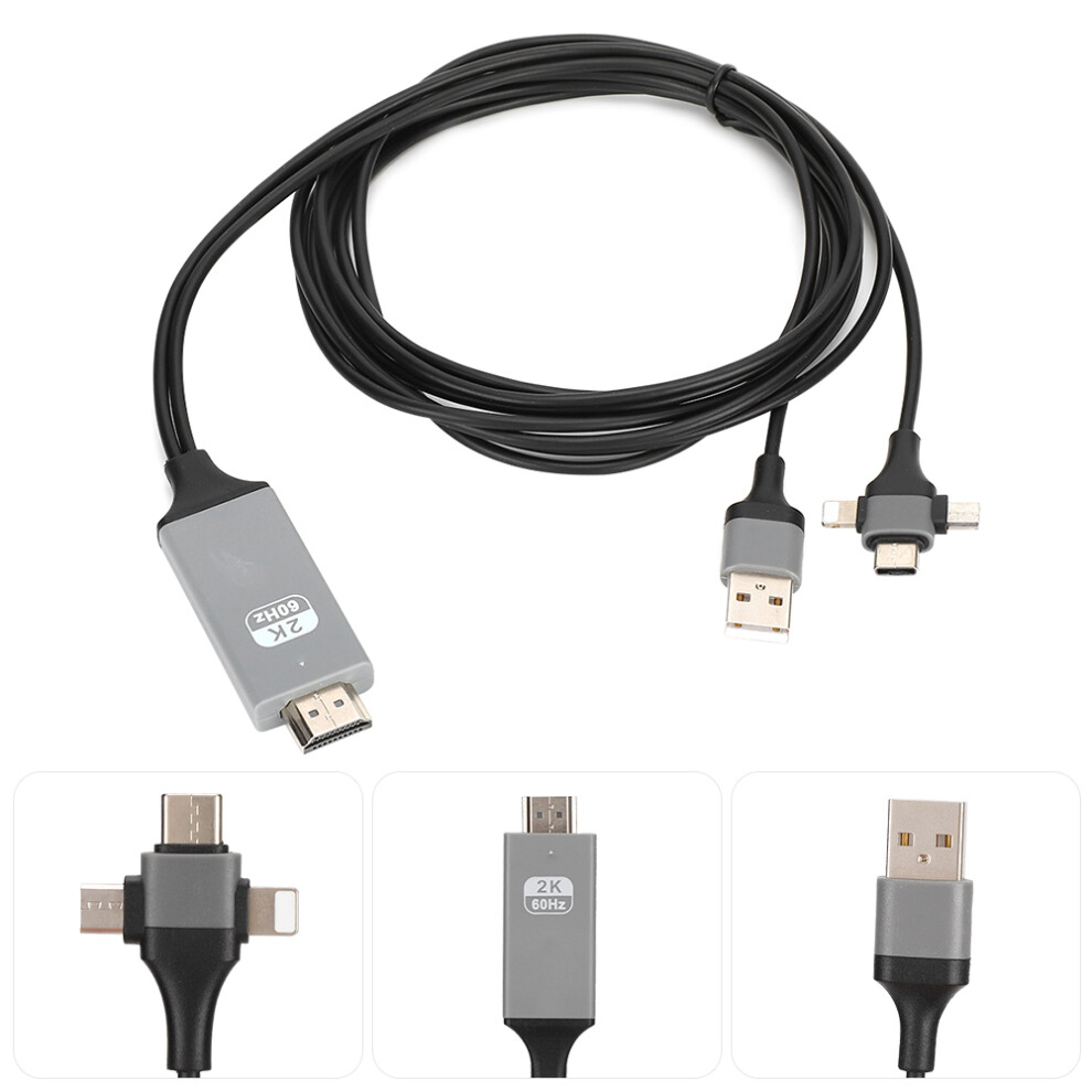 3-In-1 Hdmi Mobile Screen Projection Cable 2M For Ios/Android/Type-C 4641392321333