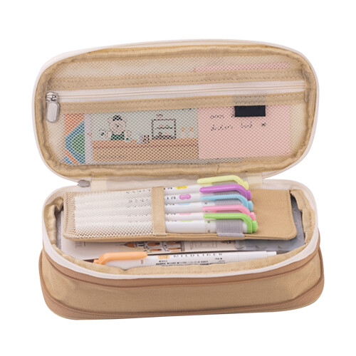 Large Capacity Pencil Case 22x11x6.5cm Multi-layer Canvas Stationery Organizer 2