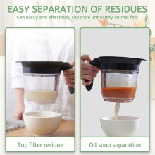 Fat Separator with Bottom Release, Oil Strainer Gravy Separator 4 Cups/1000ml for Gravy Sauces and Other Liquids Black