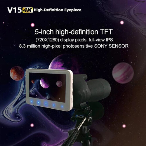 Gravador de Ocular Eletrônico com Tela de 5 Polegadas e Zoom Digital de 5x, Telescópio Astronômico para Observação de Pássaros Lunares 2