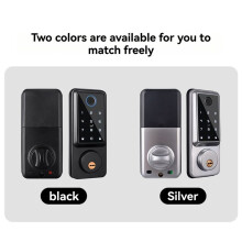 TTlock Auto Deadbolt Lock Afstandsbediening Vingerafdruk Digitale Code Elektronisch Deadbolt Lock met Deursensor Zilver