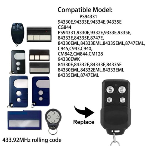 For Chamberlain Liftmaster Motorlift 94335E Garage Door Remote Control Rolling Code Command Transmitter 433MHz 2