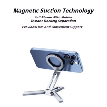 For Phone Holder Magnetic Tripod for Vlog Foldable Desktop Mount for Travel Folding Aluminum Alloy Holder Silver