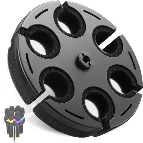 Supporto Multiplo per Microfono, Vassoio Rotondo, Supporto per Microfoni, Può Contenere Fino A 6 Microfoni per Organizer e Display, Supporto per 2