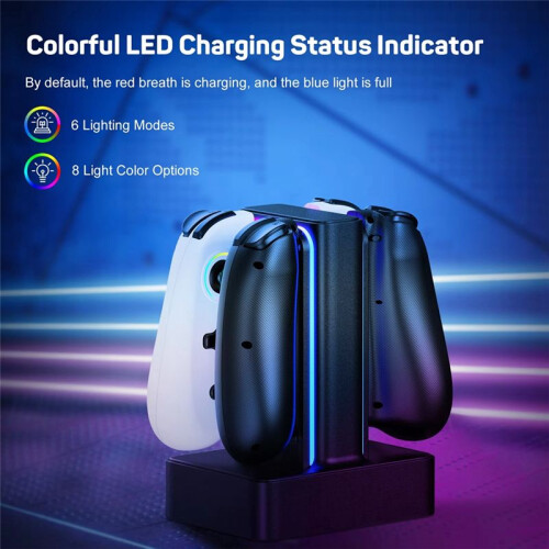 4 In1 Charging Dock with Colorful LED Charging Status Indicator for   Controller Prevent Overcharging 2