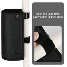 TXEsign Drumstick Holder Drum Sticks Bag for Drumsticks Brushes Mallets to 10 Pairs Two Straps Attach to Drum Kit Black