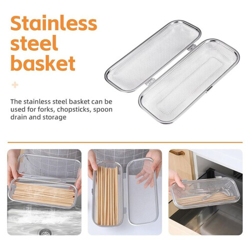 Dishwasher Basket, Stainless Steel Dishwasher Silverware Basket, Replacement Dishwasher Utensil Basket Rectangular Mesh 1