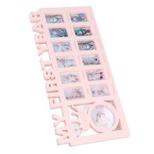 Durable Baby Photo Frame 12 Month Pink Wall Mount