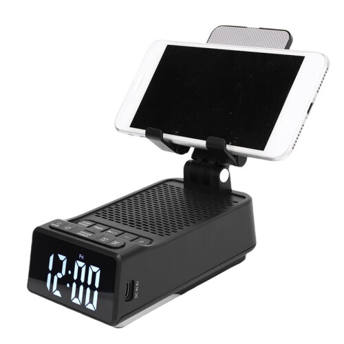 Desktop Phone Holder  Alarm Clock Wireless Speaker Cell Phone Stand 7 Lighting Modes 180 Rotation for Home