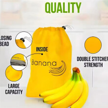 5Pcs Yellow Banana Storage Bags Insulated Fruit Vegetable Fresh-Keep Bundle Pocket Drawstring Preserve Bag