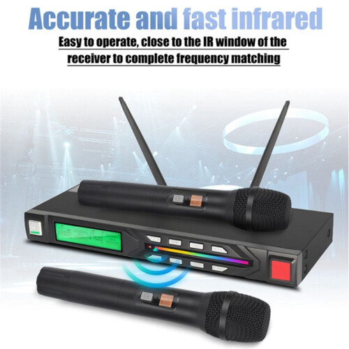 Handheld Portable Wireless Microphone System Mic UHF Long Range Dual Antenna for Karaoke Stage Performances EU Plug 2