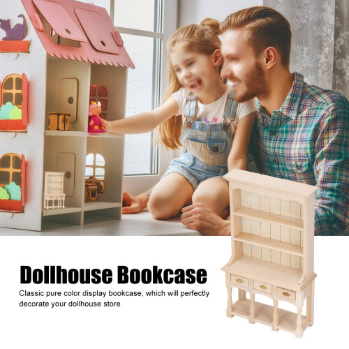 Dollhouse Bookshelf 1/12 Scale 3 Layer DIY Miniature Bookcase 2