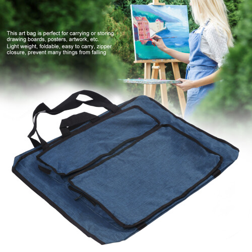 Waterproof Canvas Art Bag 20L Foldable Large Capacity Sketching Board Bag Blue 2