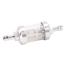 2pcs Universal Chrome Fuel Petrol Crude Oil Engine Inline Filter 5/16 Inch 8mm Silver for Motorcycles