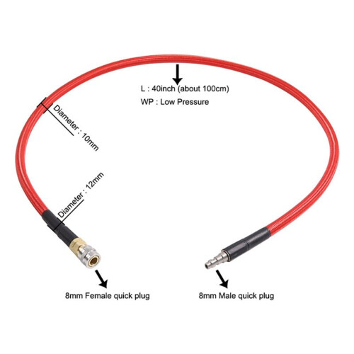 2X Linha Remota da Mangueira de Ar FLEX de Airsoft HPA SLP com (EUA) Foster QD 40 Polegadas de Baixa PressãO MAX 300 PSI Vermelho 2