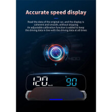 C7B Car OBD HUD Display Speedometer with Voltmeter Compass Water Temp Projector Navigation Smartphone Holder