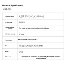 Cherub Automatic Electronic Tuner 670 Electronic Guitar Tuner with LED Color Display for Ukulele Violin Rechargeable