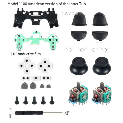 3D Joystick Kit for PS4 Controller JDM 011 1100 1000 US Version L1 R1 L2 R2 Trigger Button Conductive Rubber Flex Cable 1