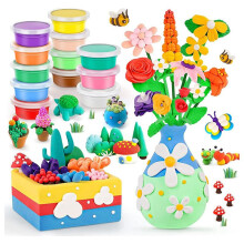 Flower Crafts Kit for Kids,Flower Bouquet Modeling Clay Kit , Arts and Crafts Air Dry Clay,for Girls Boys Ages 6+
