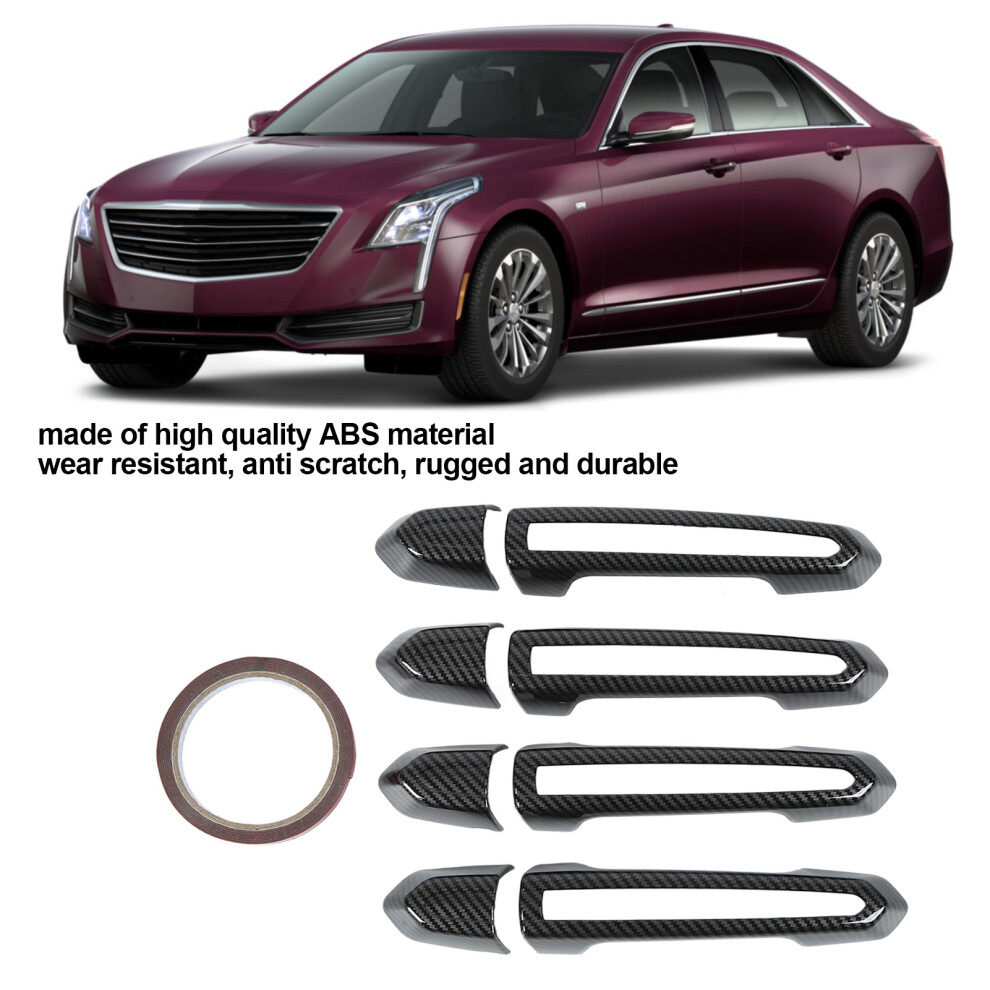 8Pcs Carbon Fibre Door Handle Covers For Cadillac 7055741889943