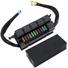 12V Fuse Relay Box with 6 Relays and 11 Way ATC/ATO Blade Fuses, Pre-Wired Fuse and Relay Box for Automotive Marine Boat