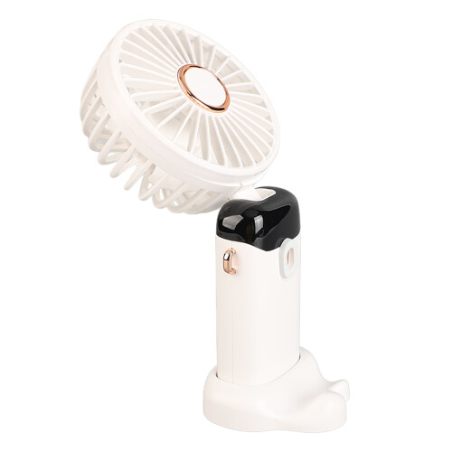 Mini ventilador de mão em ABS com display LED, 5 velocidades e design ergonômico. 2
