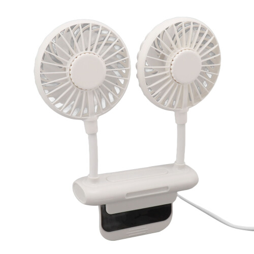 White USB Screen Fan with Adjustable Clip, 3-Speed, 360 2